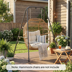 Hammock Chair Stand  Indoor and Outdoor Use with Anti-Slip Foot Pads, 2 Carabiners, Gray