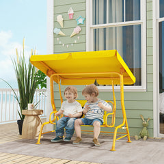 Kids Patio Swing Chair with Adjustable Canopy, Safety Belt for Patio, Garden, Poolside, Balcony, Yellow