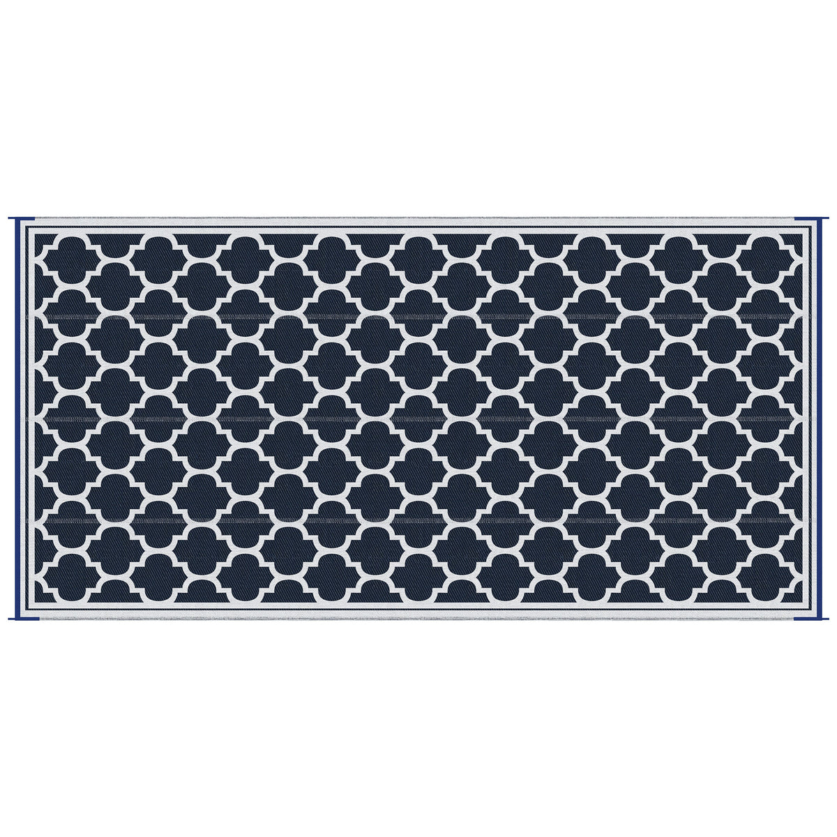 Reversible Outdoor Rug, 9' x 18' Waterproof Plastic Straw Floor Mat, Portable RV Camping Carpet, Large Floor Mat for Backyard, Deck, Picnic, Beach, Blue & White