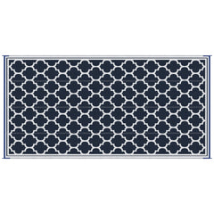Reversible Outdoor Rug, 9' x 18' Waterproof Plastic Straw Floor Mat, Portable RV Camping Carpet, Large Floor Mat for Backyard, Deck, Picnic, Beach, Blue & White