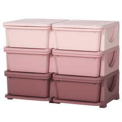 Qaba 3 Tier Kids Storage Unit, Toy Organizers and Storage with 6 Drawer Chest for Kids Bedroom Nursery Kindergarten Living Room for Boys Girls Toddlers, Pink