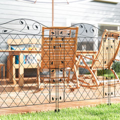 Garden Fence, 4 Pack Steel Fence Panels, 11.5' L x 43" H, Rust-Resistant Decorative Border Flower Edging for Yard, Landscape, Patio, Outdoor Decor, Wavey Vines