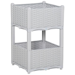 2-Piece Raised Garden Bed with Legs, Self-Watering Planter Box Raised Bed to Grow Flowers, Herbs & Vegetables, Gray
