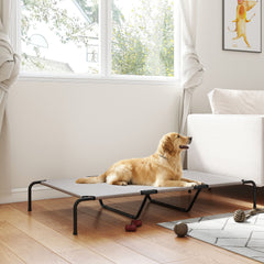 Elevated Dog Bed for Large Breeds Beige 60"L