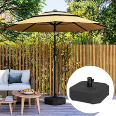 Square Patio Umbrella Base Holder, Heavy Duty Outdoor Umbrella Stand Base, Filled Up to 55lbs with Sand or 44lbs with Water for Garden, Poolside, Black