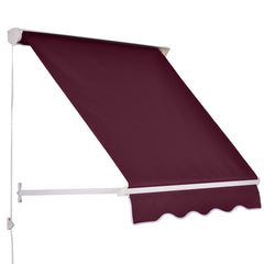 6' Drop Arm Manual Retractable Window Awning Sun Shade Shelter for Patio Balcony Outdoor, Aluminum, Wine Red