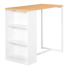 Modern Bar Table Counter Height Dining Table with 3 Storage Shelves for Kitchen, Dining Room, Living Room, White