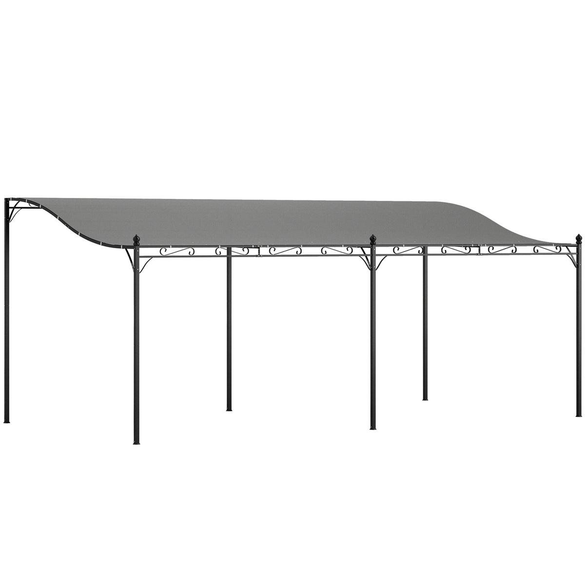 10' x 20' Wall-Mounted Outdoor Pergola Canopy, Metal Patio Canopy with Drainage Holes for Backyard, Garden, Dark Gray