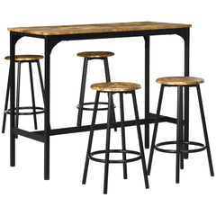 5-Piece Counter Height Bar Table and Chairs Set, Bar Table with Stools, Kitchen Table 4 Chairs, Rustic Brown