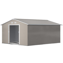 Garden Metal Shed, Storage Shed Utility Storage with Double Locking Doors for Bike, Yard Tools, Light Gray