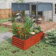 Galvanized Raised Garden Bed, Steel Outdoor Planters with Reinforced Rods, 71" x 36" x 23", Dark Brown