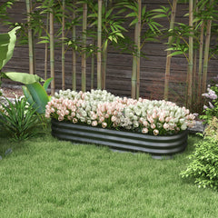 4.9' x 2' x 1' Galvanized Raised Garden Bed Kit, Metal Planter Box with Safety Edging, Dark Gray