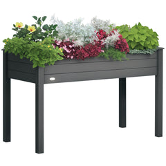 48" Raised Garden Bed, Elevated Wooden Planter Box with Holes for Vegetables, Herb, Flowers for Backyard, Dark Gray