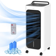 Room Air Cooler with Ice Packs, Ice Cooling Fan Water Humidifier Unit with Remote, Timer, Oscillating