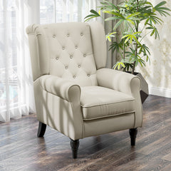 Button-Tufted Accent Chair with High Wingback, Rounded Cushioned Armrests and Thick Padded Seat, Cream White