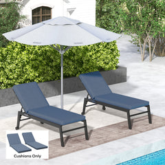 2-Piece Patio Chair Cushions with Backrests, Replacement Cushions for Outdoor Lounge Chair, Sky Blue