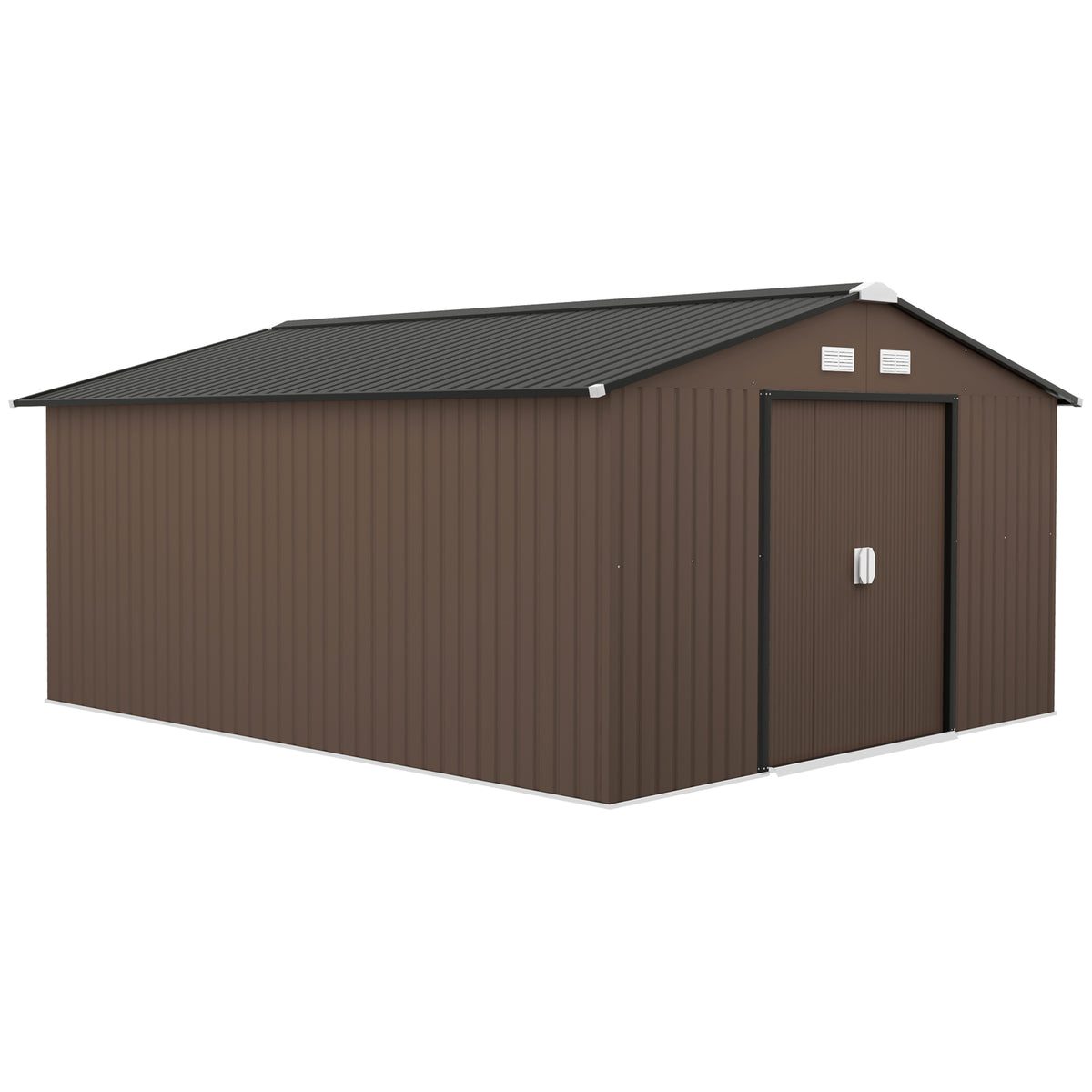 Garden Metal Shed, Storage Shed Utility Storage with Double Locking Doors for Bike, Yard Tools, Brown