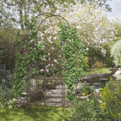 Metal Garden Arbor, Garden Arch with Gate, Planter Shelves for Climbing Vines, Ceremony, Weddings, Party, Garden