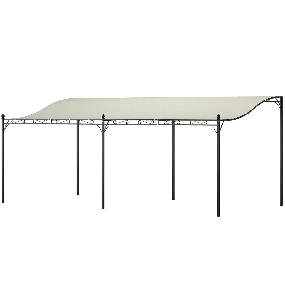 10' x 20' Wall-Mounted Outdoor Pergola Canopy, Metal Patio Canopy with Drainage Holes for Backyard Garden, Cream White