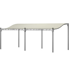 10' x 20' Wall-Mounted Outdoor Pergola Canopy, Metal Patio Canopy with Drainage Holes for Backyard Garden, Cream White