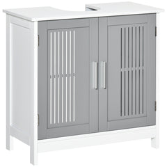 Under Sink Pedestal Storage Bathroom Cabinet, Grey White