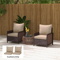 Patio Chair Cushions Set of 2 with Seat & Backrest, Fade Resistant Seat Replacement Cushion Set, Beige