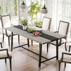 Industrial Kitchen Table for 8 People, 70.9" Long Dining Table with Large Tabletop and Steel Legs for Dining Room, Gray