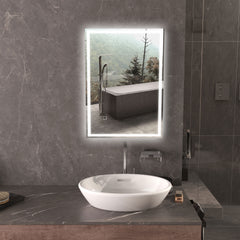 32" x 24" Bathroom Mirror with LED Lights, Dimmable Makeup Mirror, Vanity Mirror with 3 Colors, Smart Touch