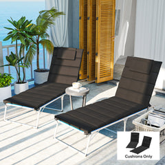 Foldable Chaise Lounge Cushion Set of 2, Outdoor Lounge Chair Cushion Set, UPF50+ 230gsm Olefin, 80" x 26" Black
