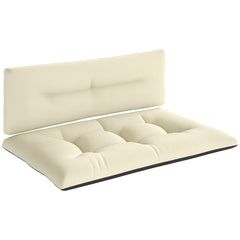 2 Seater Pallet Cushions Outdoor 3.9" Thick Replacement Cushions - Tufted Design for Garden, Patio, Cream White