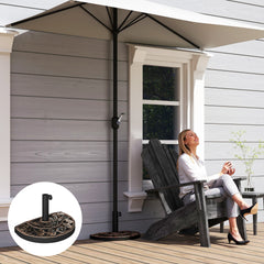 20lbs Half Round Patio Umbrella Base Outdoor Decorative Resin Parasol Stand Holder for Φ1.5", Φ1.9" Pole, for Lawn, Deck, Backyard, Garden, Bronze