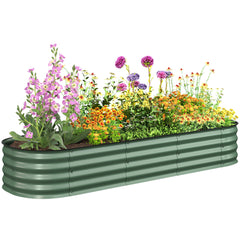 6.4' x 2' x 1' Galvanized Raised Garden Bed Kit, Metal Planter Box with Safety Edging, Green