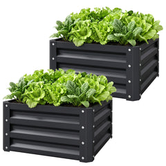 2pc 23.5" Elevated Herb & Vegetable Planting Box Kit w/ Versatile Uses, Dark Gray
