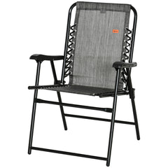 Patio Folding Chair, Sling Suspension Chair for Deck, Camping, Sports Events, Patio, Beach & Pool, Space Saving, Gray