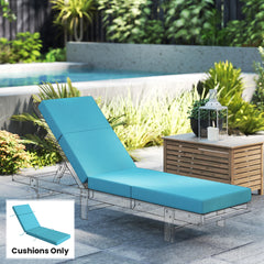 Chaise Lounge Cushion, 4" Thick Outdoor Lounge Chair Cushion with Ties for Patio, 21" x 72 ", Blue