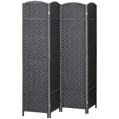 Folding Room Divider Screen 4 Panel 5.6 ' Tall Privacy Screen Freestanding Room Partition for Home Office, Charcoal Gray