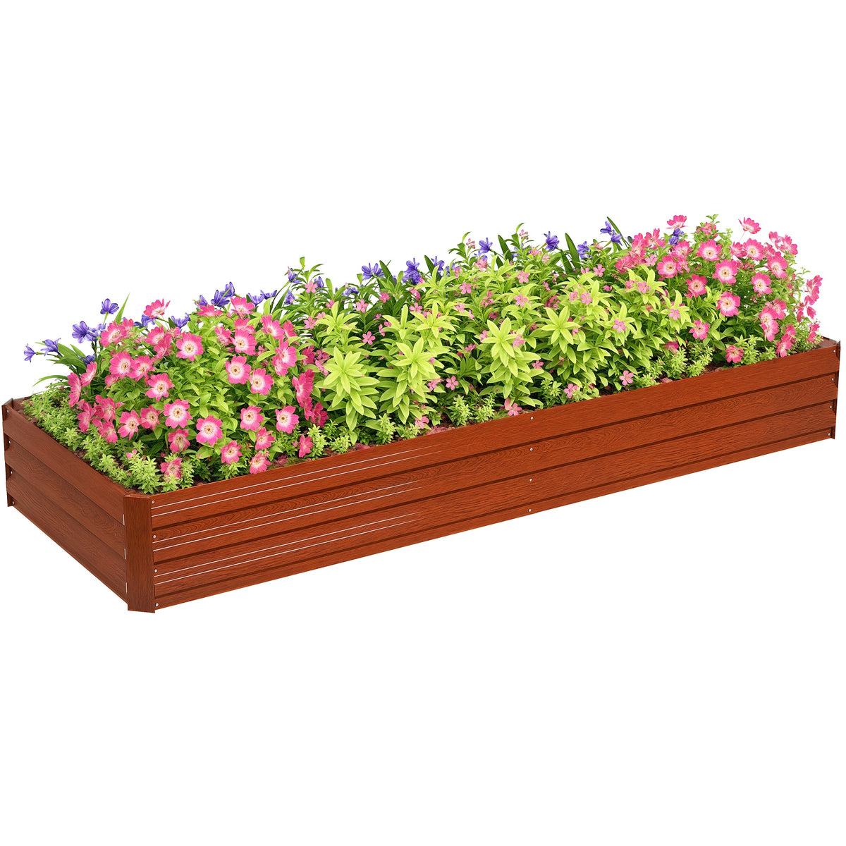 95" x 36" x 12" Galvanized Raised Garden Bed, Easy DIY and Cleaning for Growing Flowers, Herbs, Succulents, Natural Wood