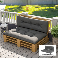 2 Seater Pallet Cushions Outdoor 3.9" Thick Replacement Cushions - Tufted Design for Garden, Patio, Dark Gray