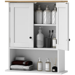 Wall Mounted Bathroom Cabinet, Modern Bathroom Wall Cabinet with 2 Doors and Adjustable Shelf, White