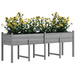Wooden Raised Garden Bed, Large Elevated Planter Box with Legs, Bed Liner and Drain Holes, 7.4' x 1.8' x 2.6', Gray
