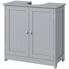 Pedestal Sink Storage Cabinet, Bathroom Sink Cabinet with U-Shape Cut-Out and Adjustable Shelf, Gray