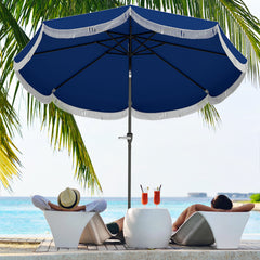 9FT Patio Umbrella, UPF 30+ Outdoor Market Umbrella with Crank, 8 Ribs, Push Button Tilt, Vented for Patio Deck Backyard Lawn, Navy Blue