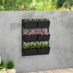 3-Tier Hanging Planter with 6 Pots for Indoor and Outdoor Use, Wall Planter, Self Draining & Wall Mounted, Black