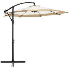 10FT Cantilever Umbrella, Offset Patio Umbrella with Crank and Cross Base for Deck, Backyard, Pool and Garden, Hanging Umbrellas, Tan