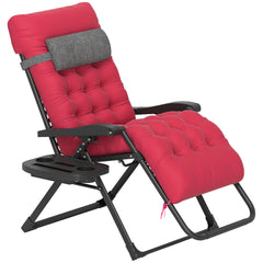 Padded Zero Gravity Chair, Folding Recliner Chair with Cup Holder Cushion, Red