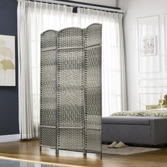 Folding Room Divider Screen 3 Panel 6' Tall Privacy Screen Freestanding Wood Partition for Home Office, Mixed Gray