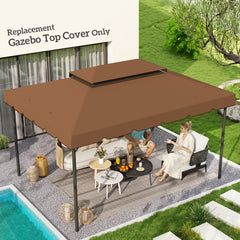Model 84C-101 or 84C-144 13' x 10' Gazebo Replacement Canopy, Gazebo Top with Double Vented Roof (TOP ONLY), Coffee