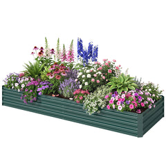 95" x 36" x 12" Galvanized Raised Garden Bed, Easy DIY and Cleaning for Growing Flowers, Herbs, Succulents, Green