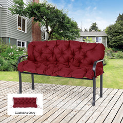 59" x 38" Tufted Bench Cushion for Outdoor Furniture, 3-Seater Replacement for Swing Chair, Patio Sofa/Couch, Wine Red