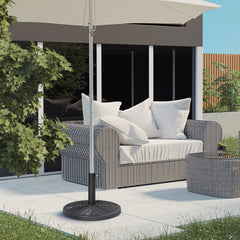 30 lbs. Market Umbrella Base Holder 18" Heavy Duty Round Parasol Stand with Rattan Design for Patio, Black